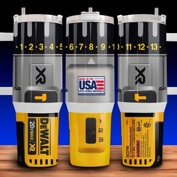 Dewalt XR Power Drill Mechanic Cup Mug Tumbler 40oz - Dad Gift! - Picture 1 of 3